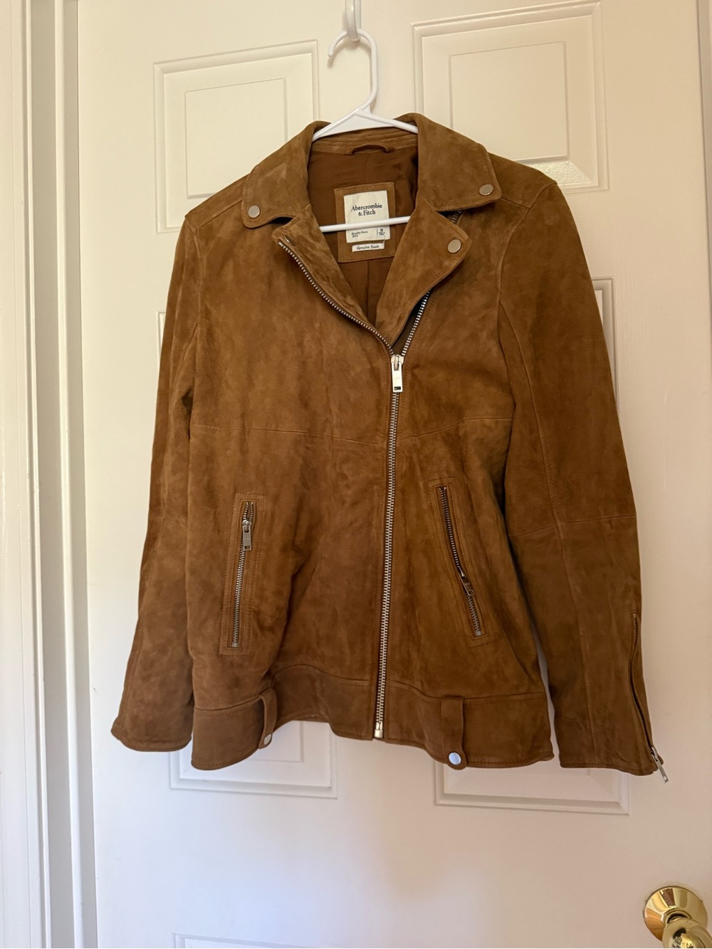 Abercrombie & Fitch Women's Genuine Suede Moto Jacket - Brown Size M